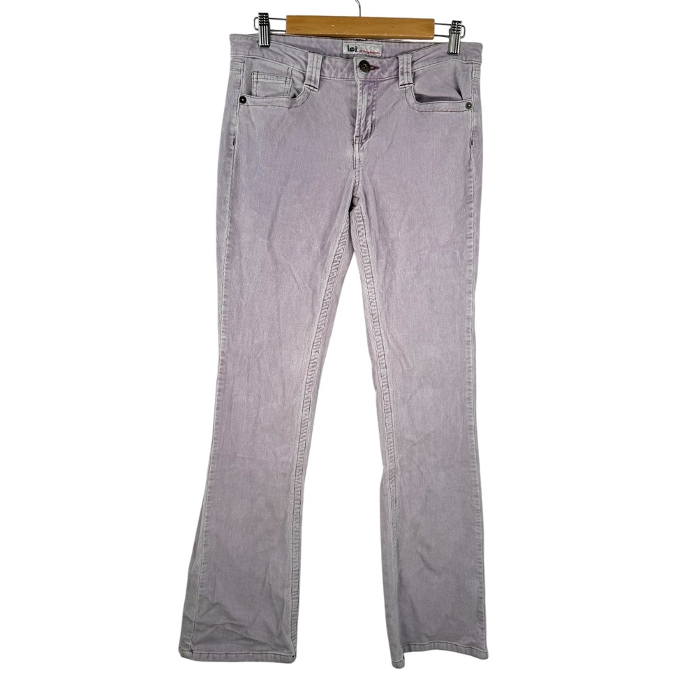Lei Corduroy low rise flare Pants Size‎ 9 Lavender Embellished Pockets Y2K